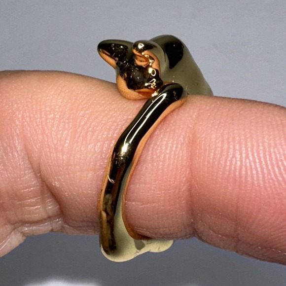Ring Snail Abstract Gold Tone Modernist Nugget Size 5.25 Stamped Ohm Brand - Picture 5 of 8